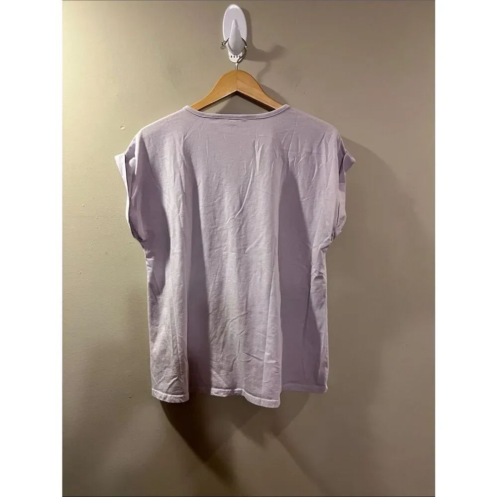 Women's Lavender Button-Front Short Sleeve Top - Picture 6 of 8